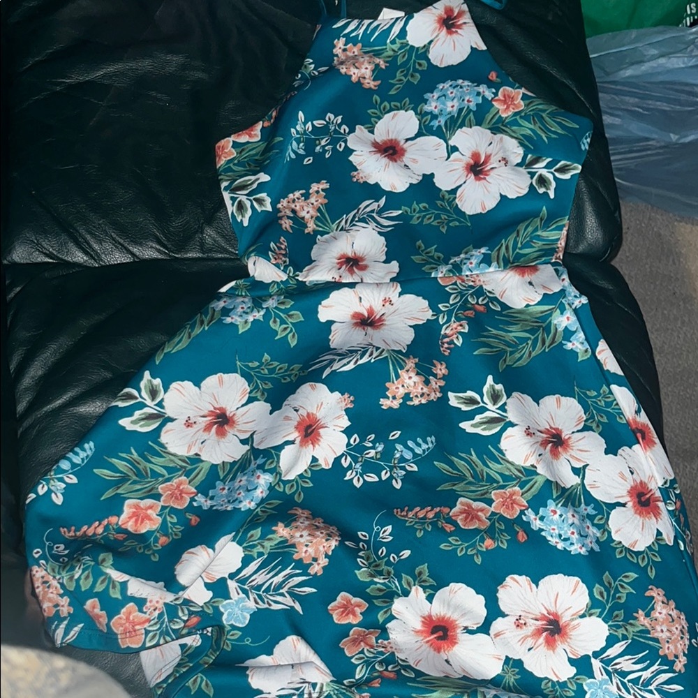 Floral Women’s Teal Halter Dress Size Small